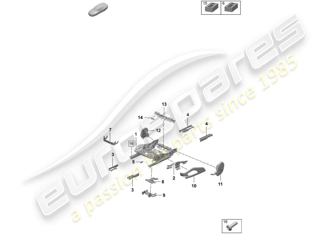 porsche 2025 (macan-e) telaio del sedile sedile comfort sedile sportivo schema delle parti