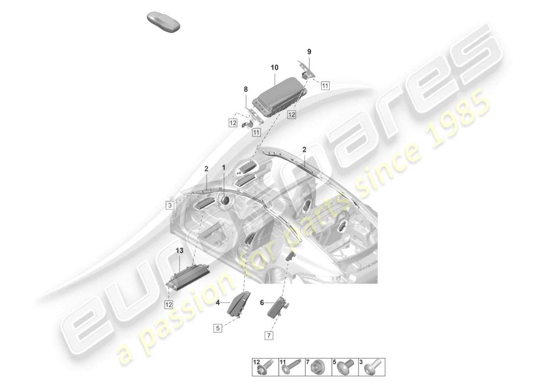 porsche 2024 (panamera 971-2) diagramma delle parti dell'airbag