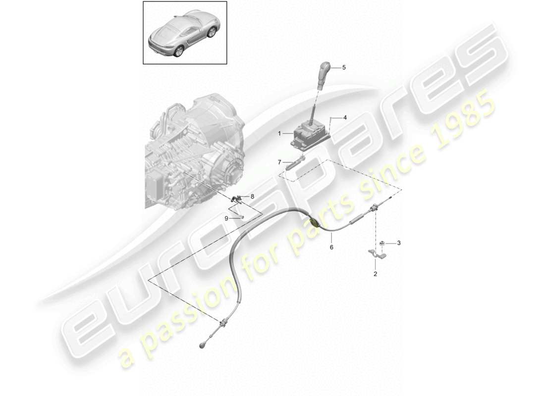 porsche 2023 (718 cayman) leva selettrice - pdk - schema componenti