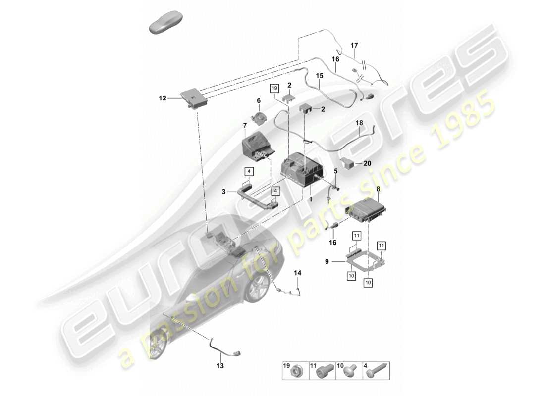 porsche 2024 (panamera 971-2) diagramma delle parti della batteria 48 volt