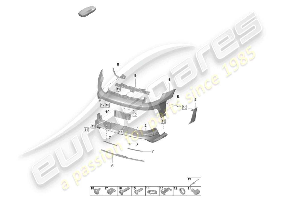 porsche 2021 (992-1 gt3/rs/st) paraurti posteriore gt3 rs diagramma delle parti