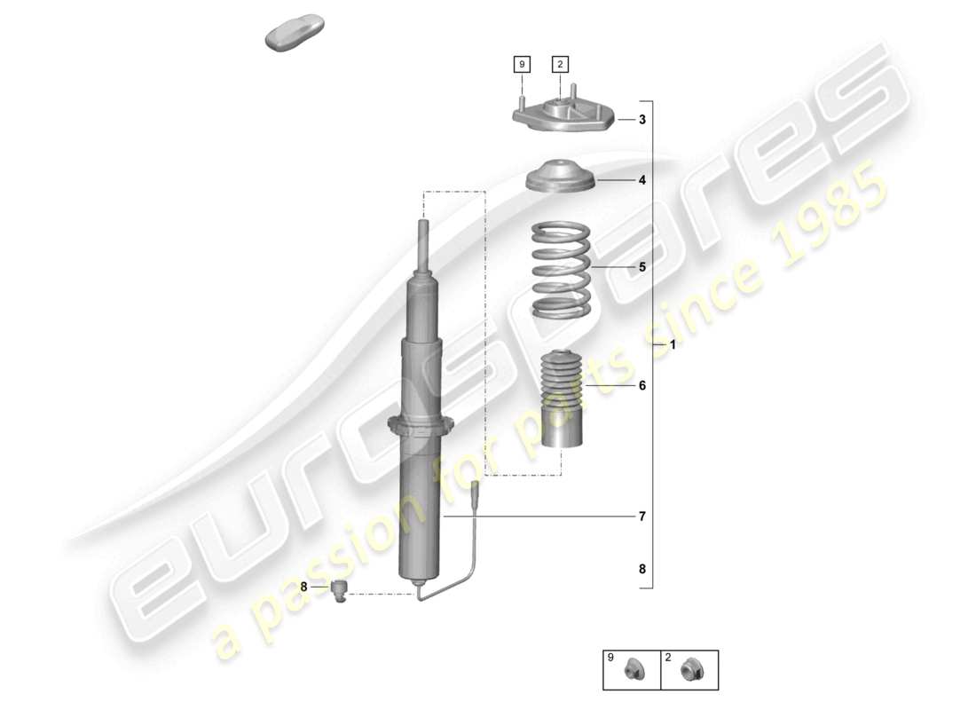 porsche 2021 (718 cayman gt4) ammortizzatori molla elicoidale diagramma delle parti