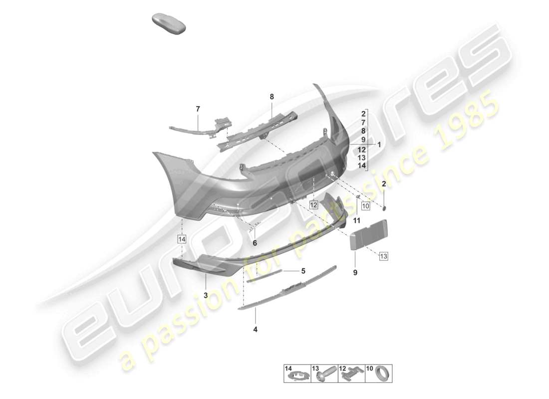porsche 2022 (992-1 gt3/rs/st) paraurti posteriore gt3 diagramma delle parti