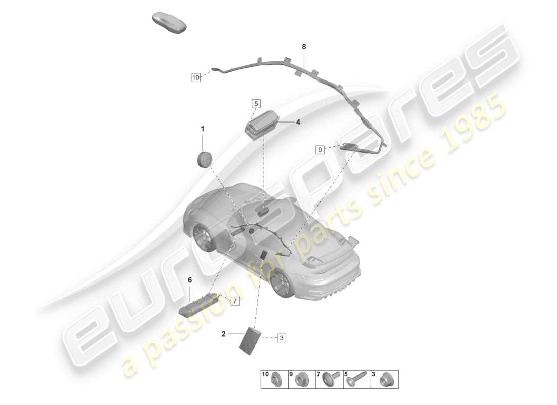 porsche 2022 (992-1 gt3/rs/st) diagramma delle parti dell'airbag