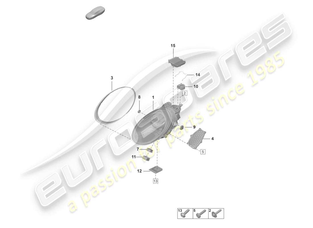 porsche 2022 (992-1 gt3/rs/st) faro a led con matrice di fascio diagramma delle parti