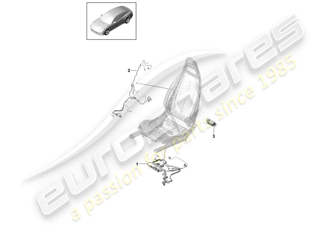 porsche 2021 (panamera 971-1) cablaggi schema base delle parti dello schienale del sedile