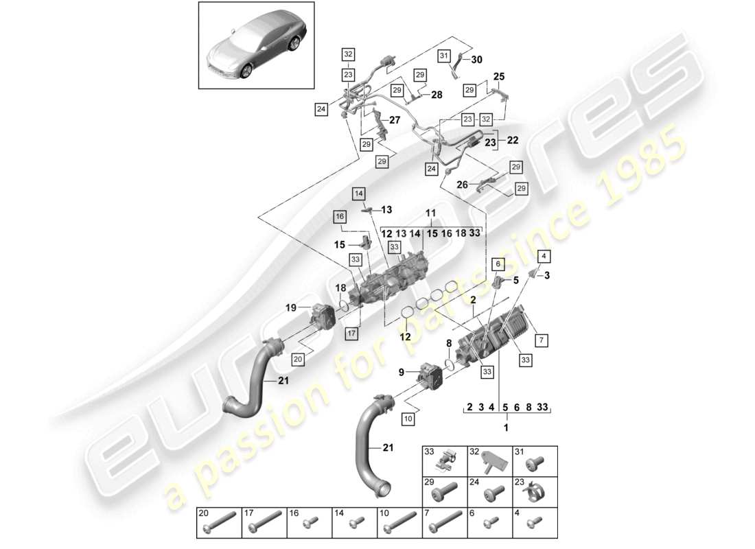 porsche 2021 (panamera 971-1) schema delle parti di ventilazione del collettore di aspirazione per il serbatoio del carburante