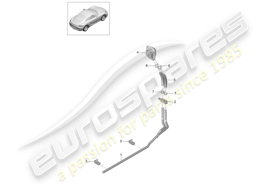 porsche 2021 (718 cayman) schema elettrico della linea di ritorno del tubo di alimentazione del riscaldatore