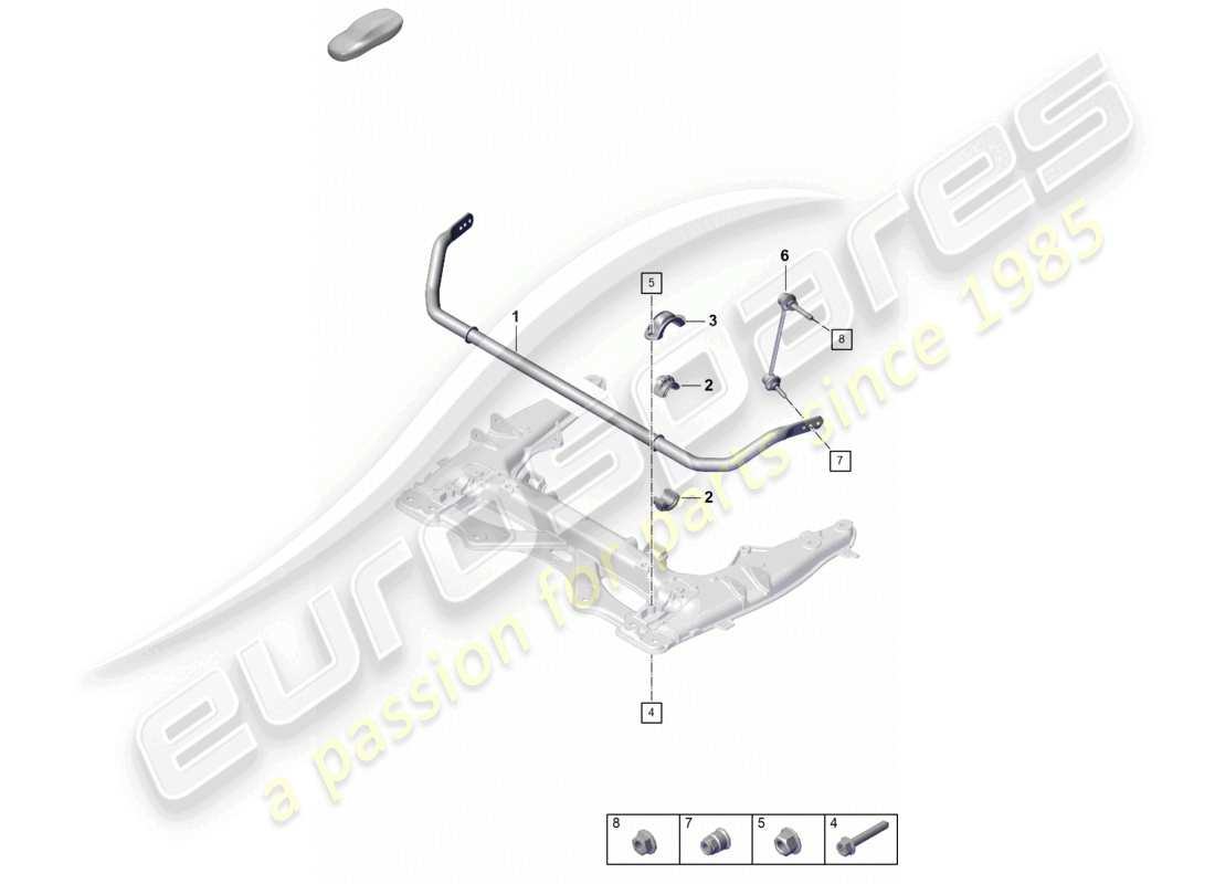porsche 2021 (718 cayman gt4) diagramma delle parti della barra antirollio