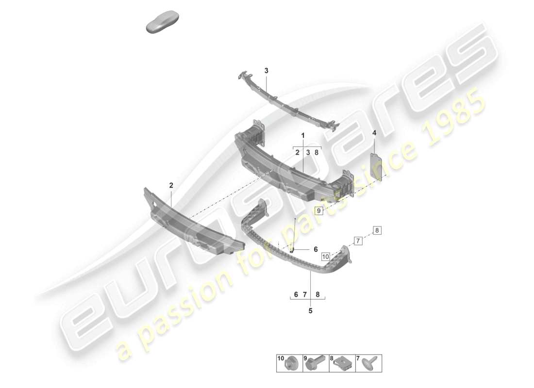 porsche 2022 (992-1 gt3/rs/st) supporto paraurti anteriore diagramma delle parti