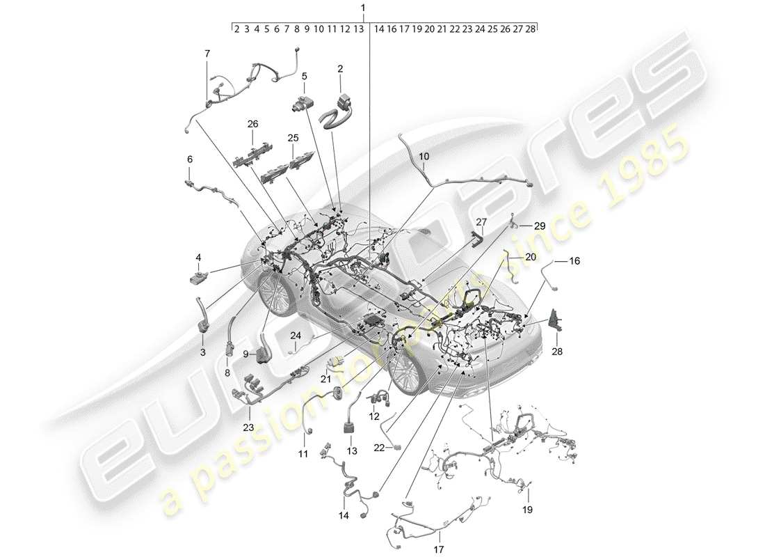 porsche 2018 (991-2 turbo) cablaggi diagramma delle parti