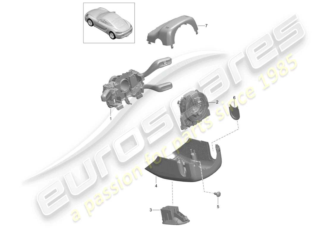 porsche 2021 (718 cayman) interruttore piantone dello sterzo schema delle parti