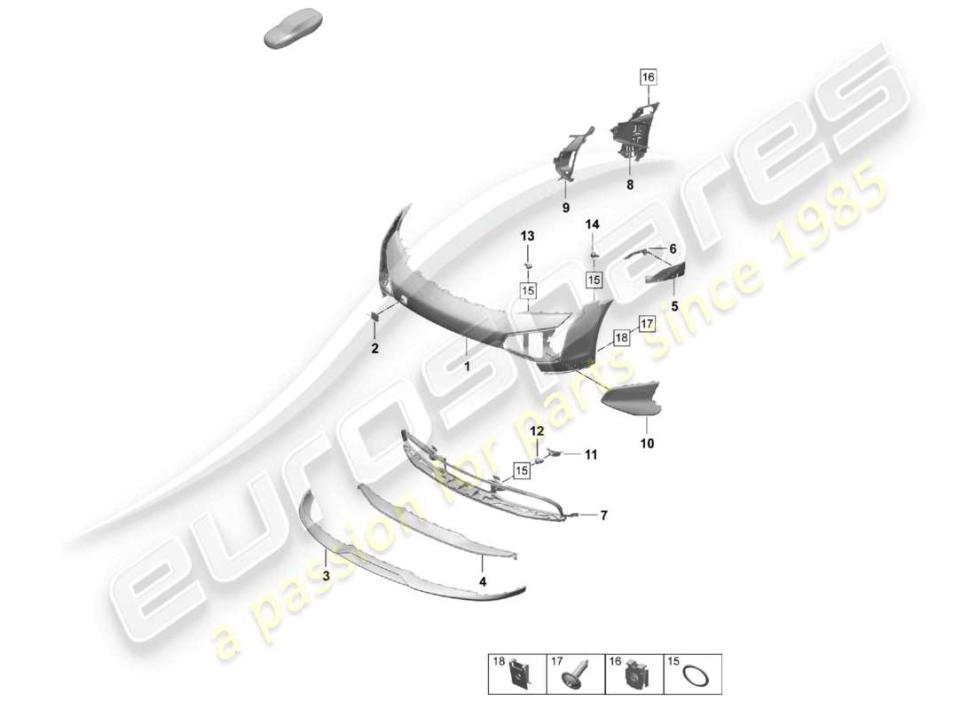 porsche 2026 (taycan 9j1-2) paraurti anteriore taycan cross turismo turbo pacchetto design offroad diagramma delle parti