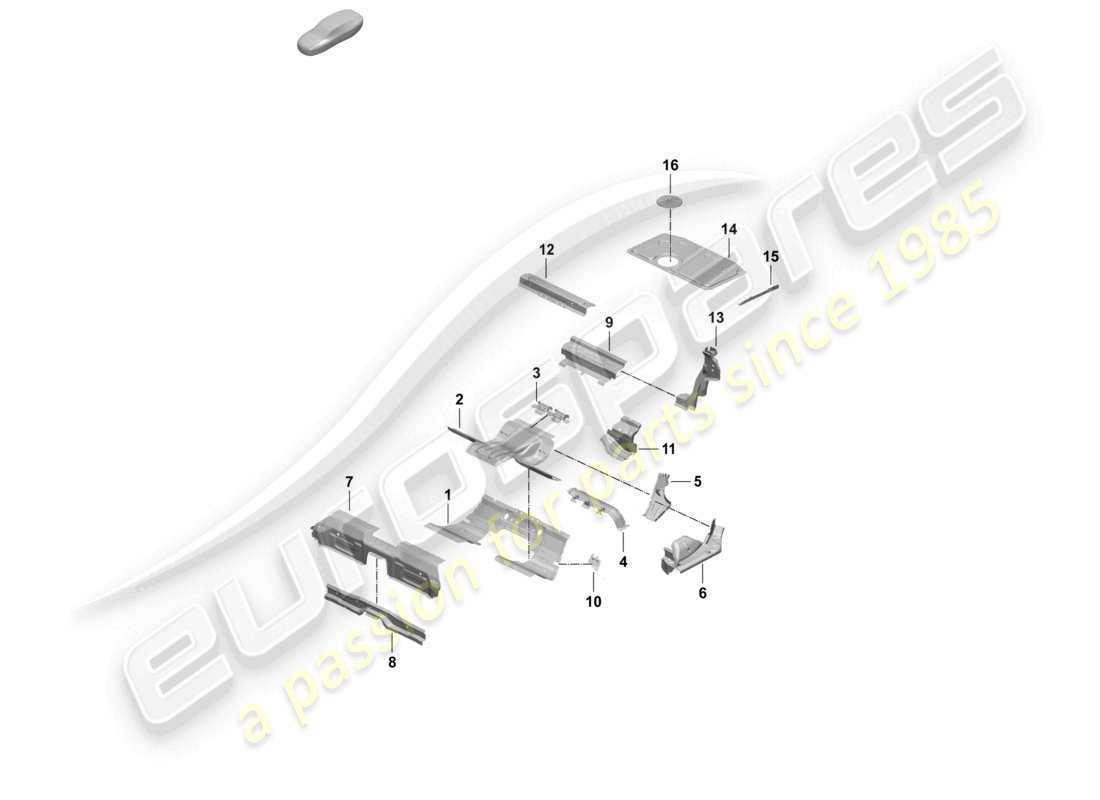 porsche 2026 (taycan 9j1-2) parte posteriore piastra inferiore supporto sedile diagramma delle parti