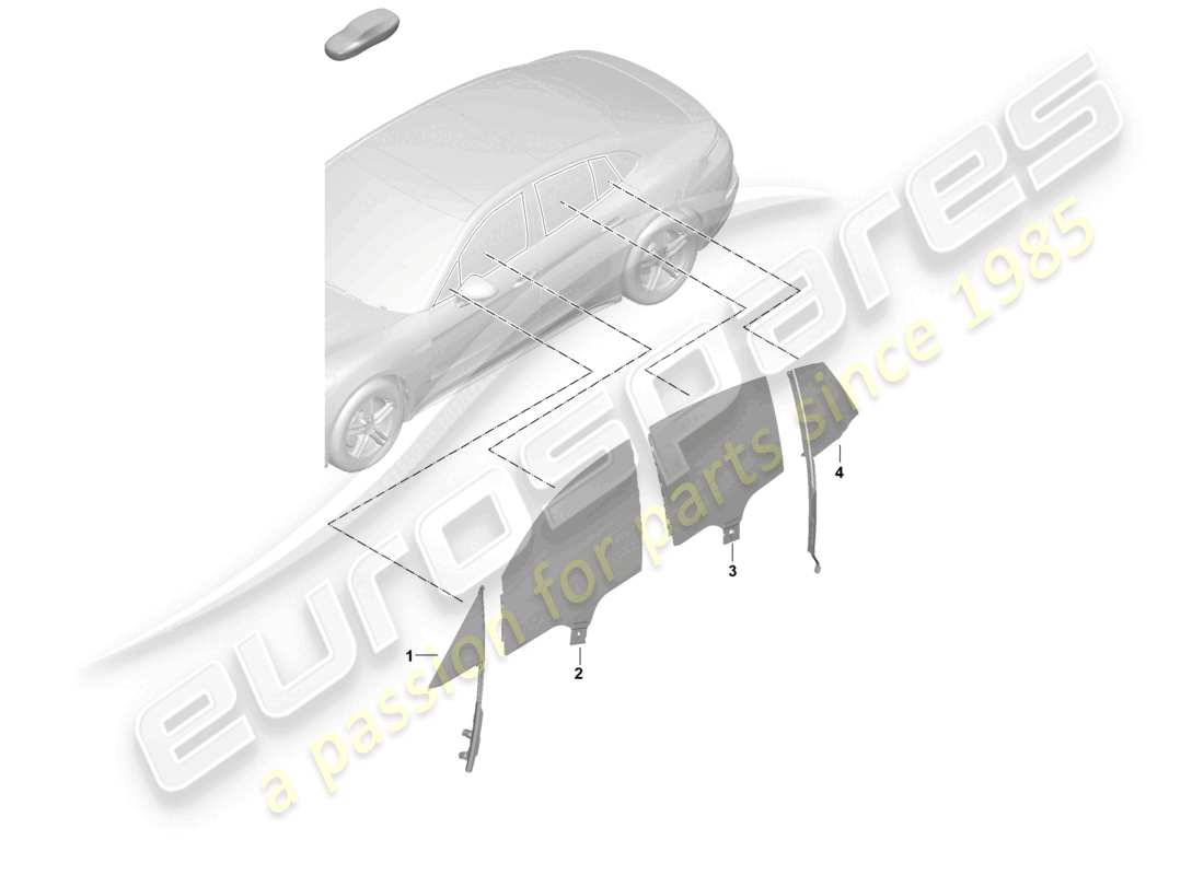 porsche 2026 (panamera 976) schema delle parti della finestra della porta