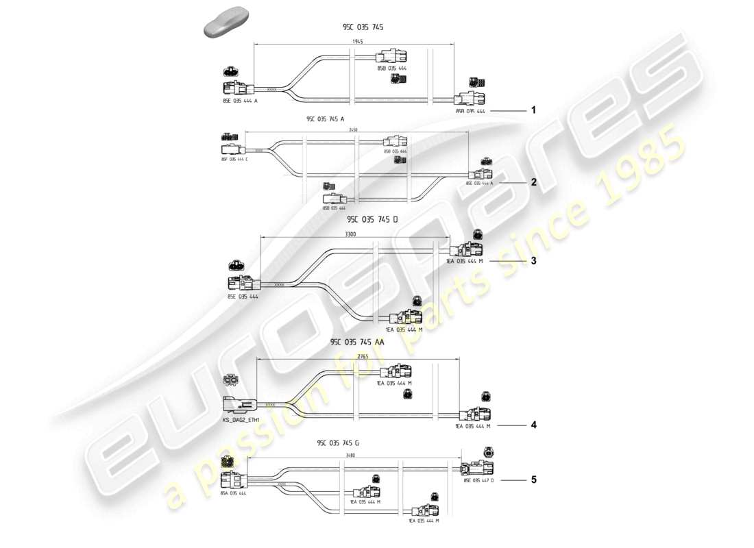 porsche 2025 (macan-e) linea di connessione dati diagramma delle parti
