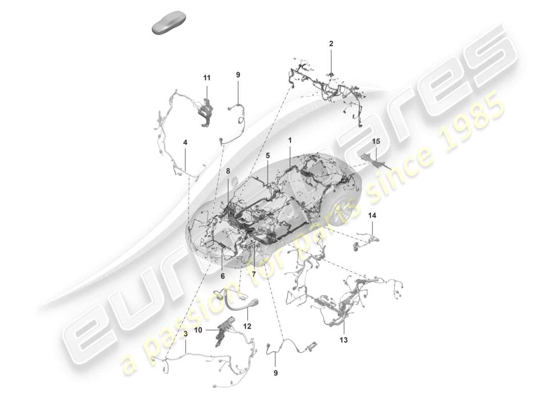 porsche 2023 (992-1) paraurti anteriore con set di cavi diagramma delle parti