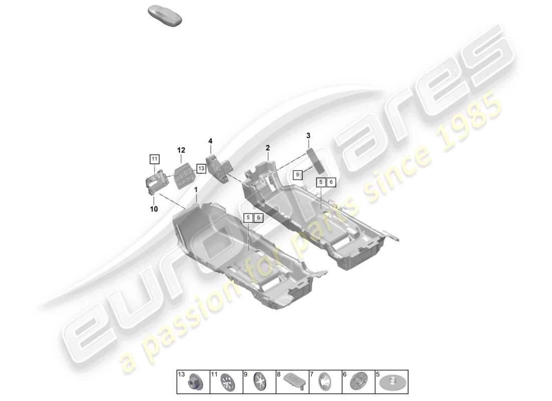 porsche 2020 (taycan 9j1-1) schema delle parti dei rivestimenti per pavimenti (moquette)