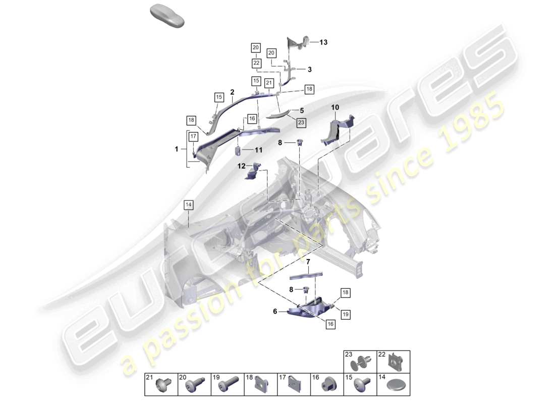 porsche 2026 (panamera 976) schema delle parti della scatola dell'acqua del riscaldatore