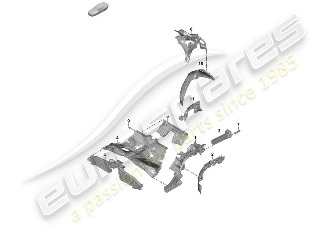 porsche 2026 (panamera 976) diagramma delle parti del longherone posteriore