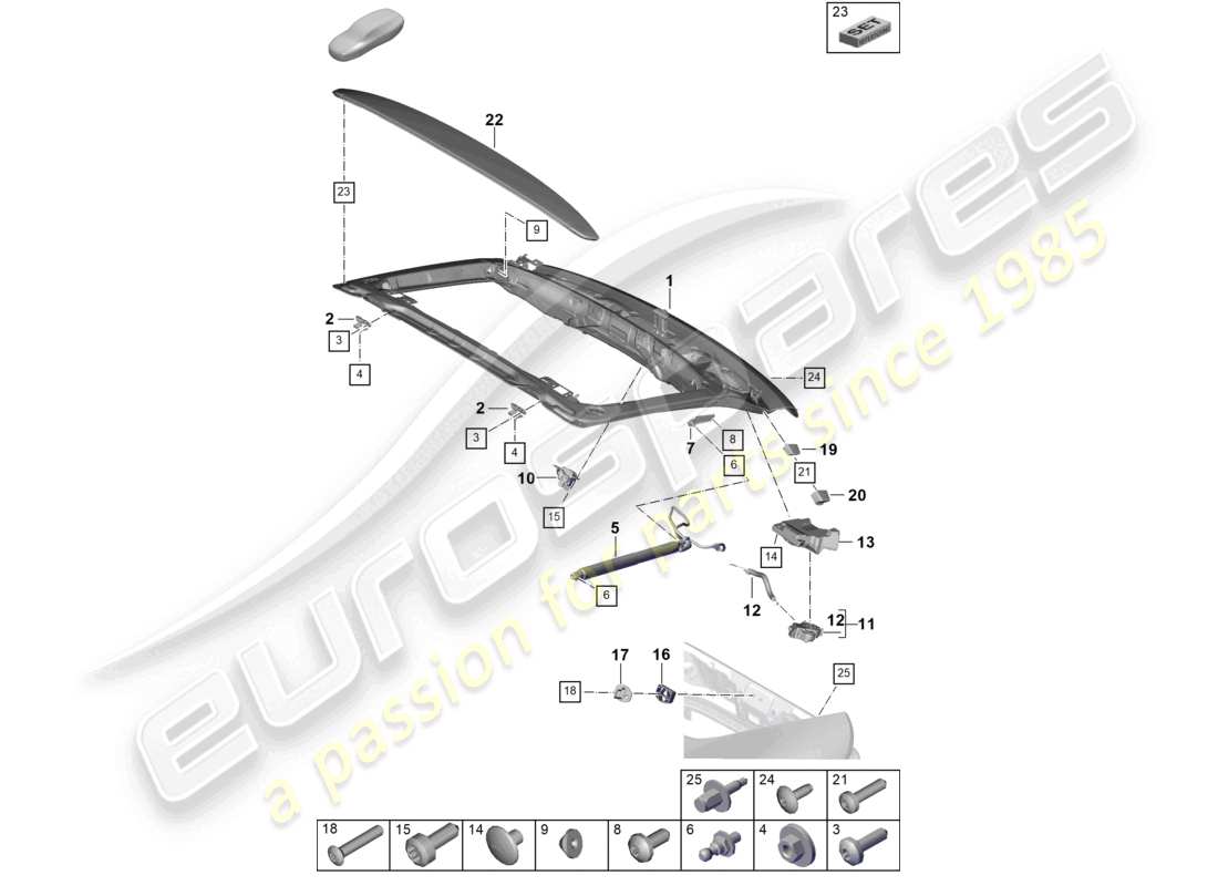 porsche 2026 (panamera 976) coperchio posteriore coperchio posteriore schema delle parti
