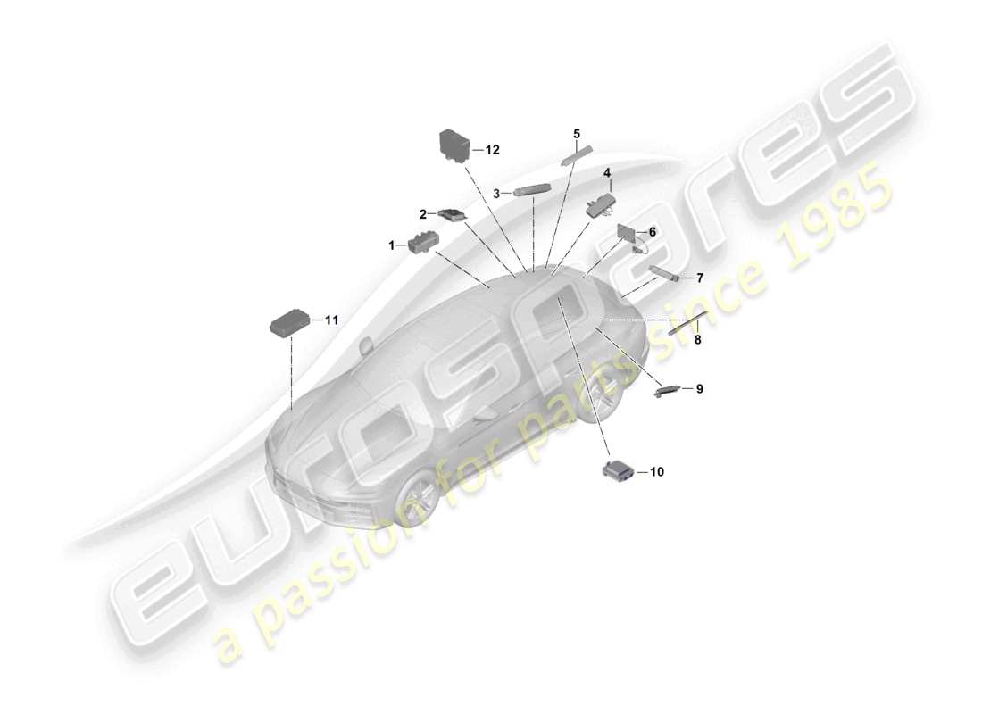 porsche 2026 (panamera 976) schema delle parti dell'amplificatore dell'antenna posteriore