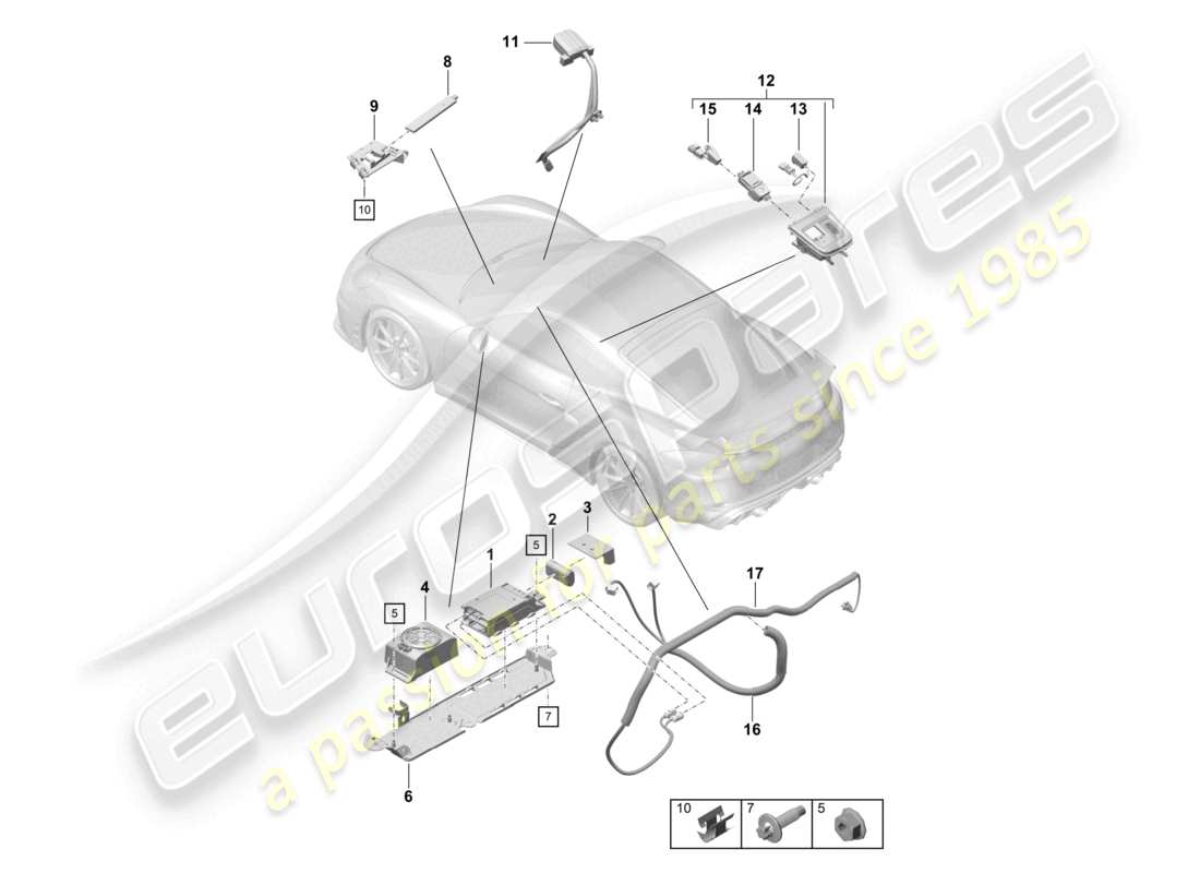 porsche 2021 (718 cayman gt4) per modelli con telefono e chiamata di emergenza schema delle parti