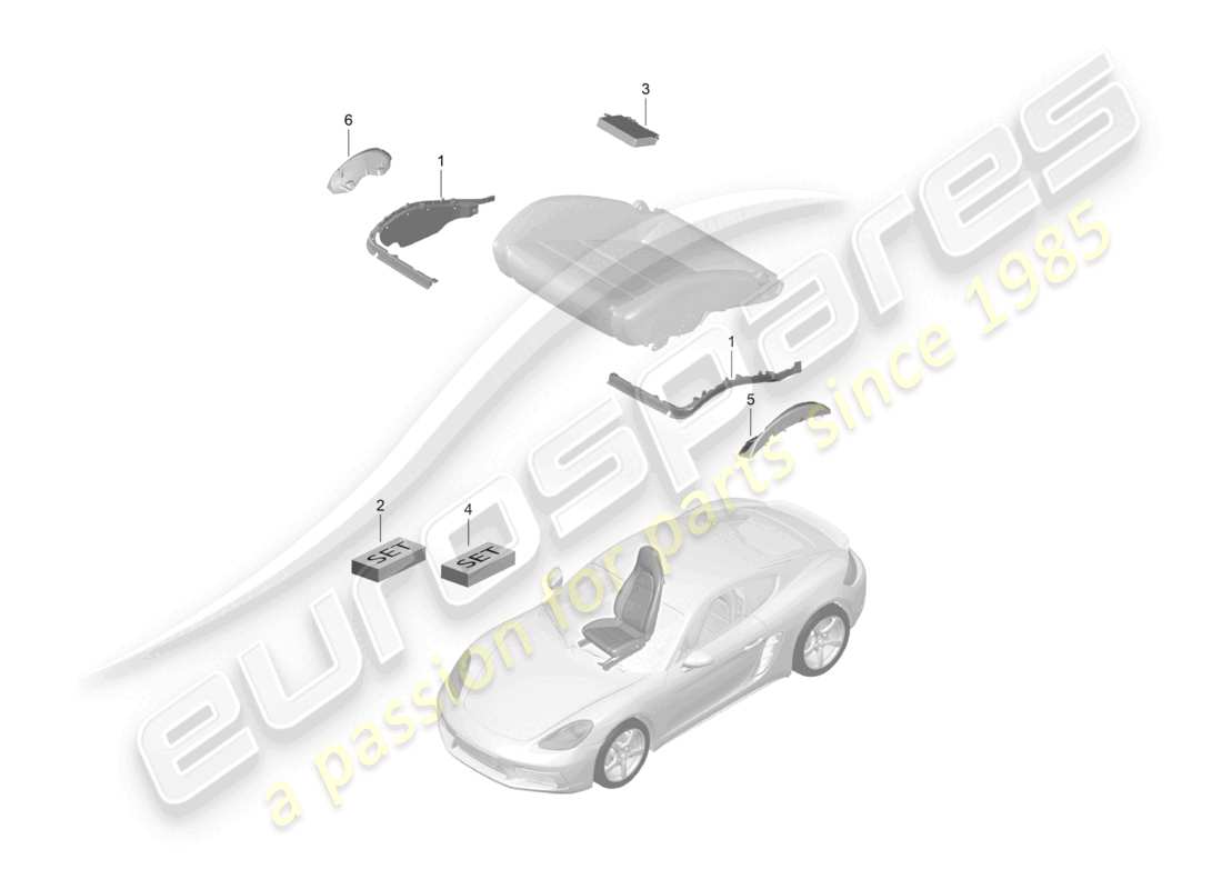 porsche 2024 (718 cayman) imbottitura del sedile telaio sedile sportivo riconoscimento sedile occupato schema delle parti