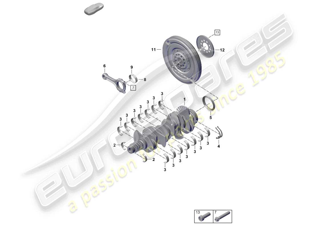 porsche 2024 (992-2) diagramma delle parti del volano della biella dell'albero motore