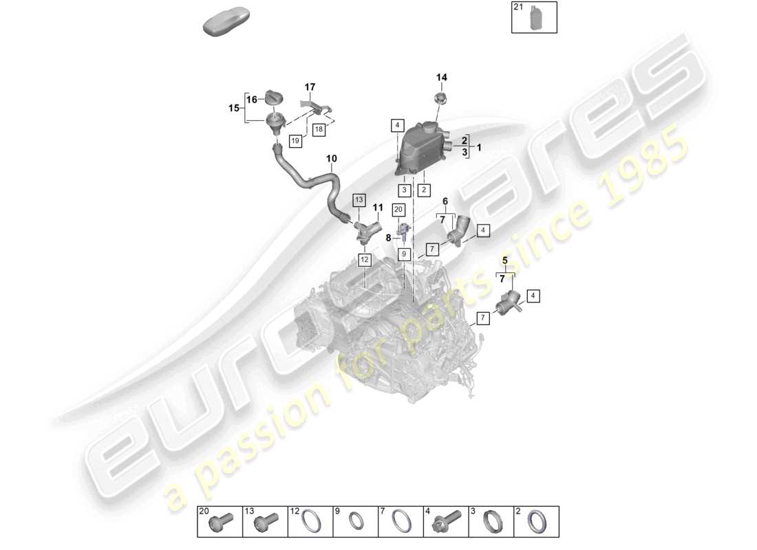 porsche 2024 (992-2) schema delle parti del separatore olio