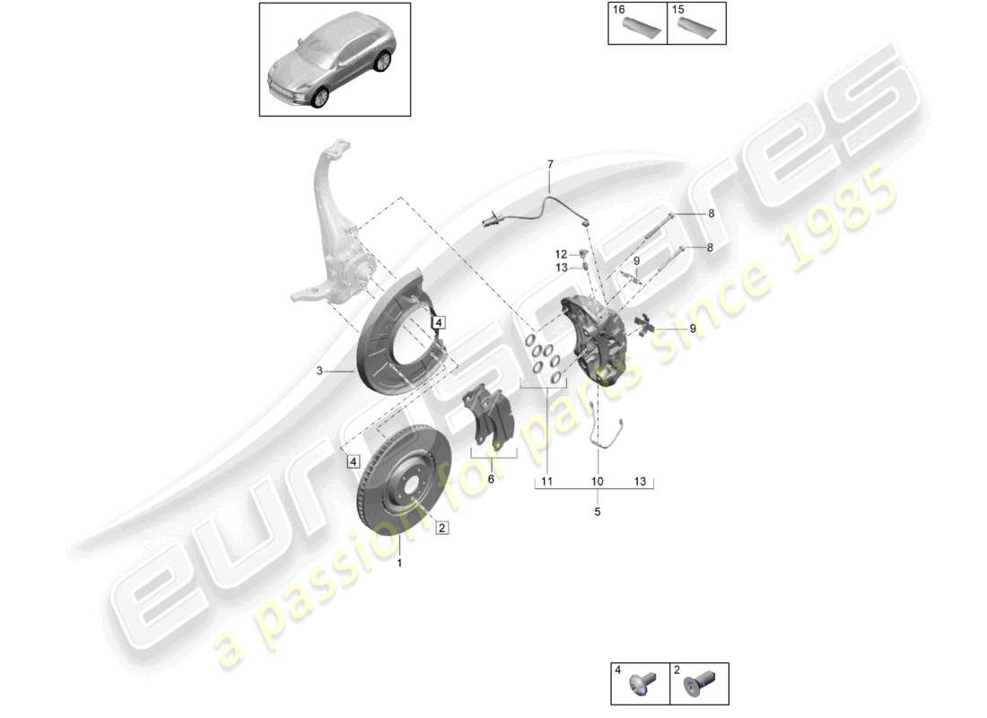 porsche 2026 (macan) freno a disco assale anteriore grigio d >>- mj 2021 diagramma delle parti