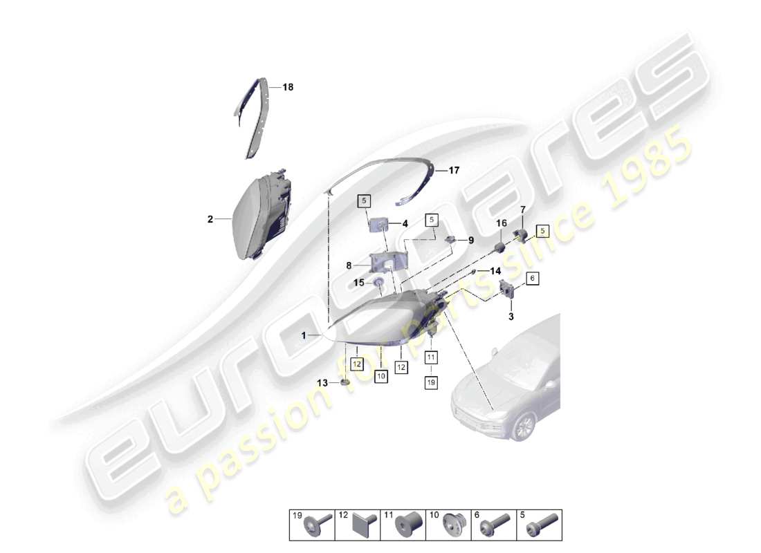 porsche 2025 (cayenne e3 pa) diagramma delle parti del faro a led