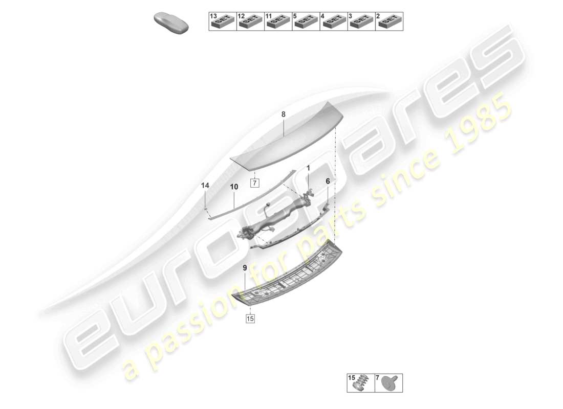porsche 2020 (taycan 9j1-1) schema delle parti spoiler posteriore