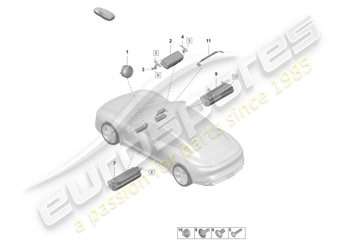 porsche 2020 (taycan 9j1-1) diagramma delle parti dell'airbag
