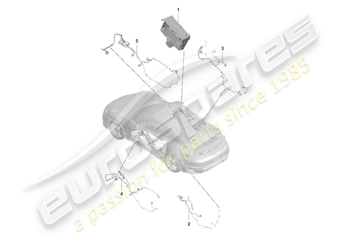 porsche 2024 (992-2 turbo / s) porte unità di controllo cablaggi diagramma delle parti