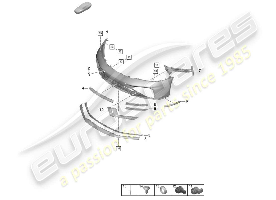 porsche 2024 (992-2) paraurti anteriore sport design pacchetto aerokit schema delle parti