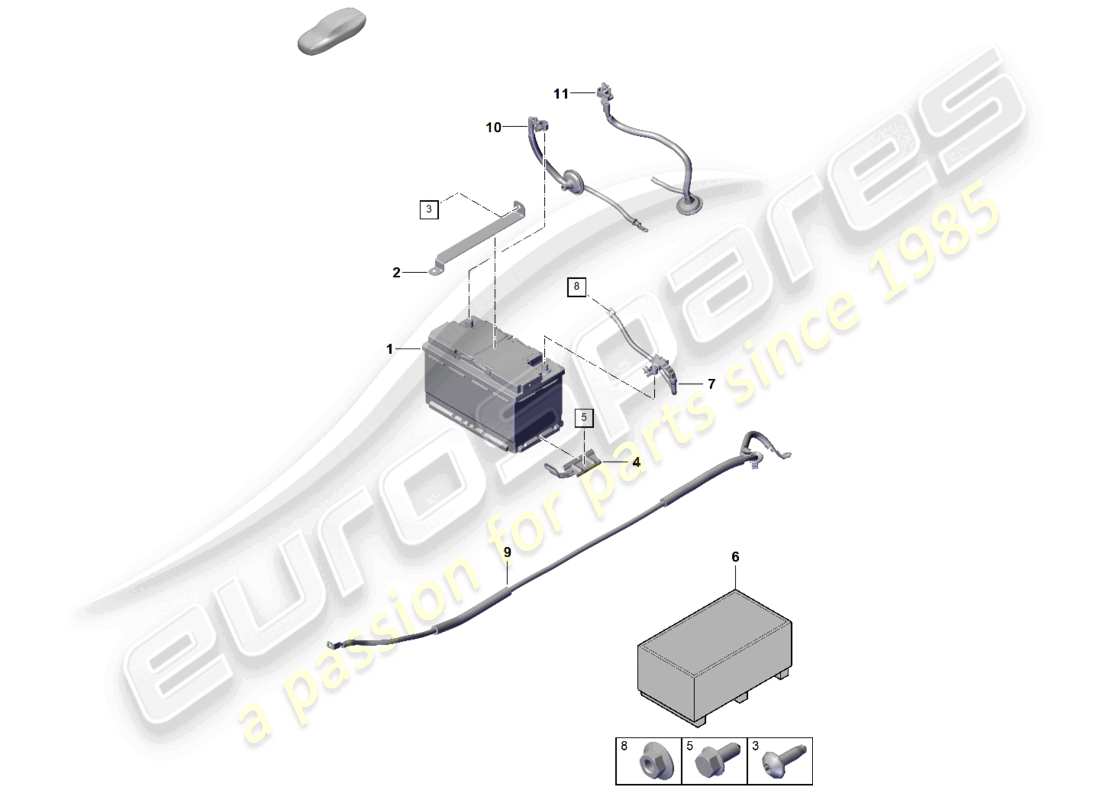 porsche 2024 (992-2) diagramma delle parti della batteria
