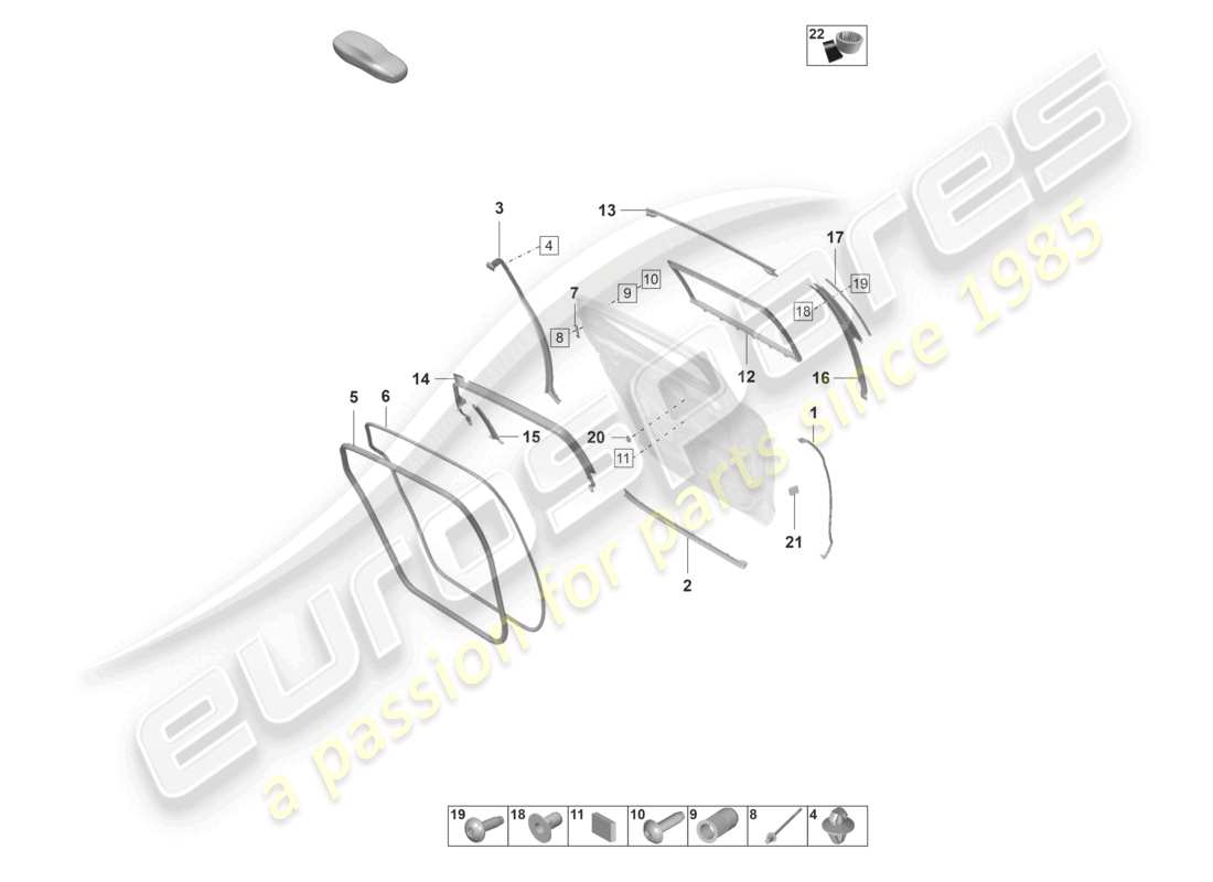 porsche 2024 (panamera 971-2) porte posteriori guarnizione guida finestra accessori schema ricambi