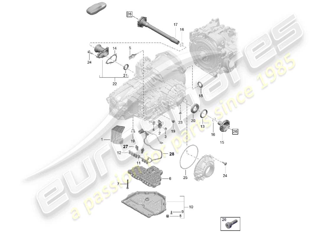 porsche 2021 (718 cayman gt4) - pdk - schema dei componenti del cambio