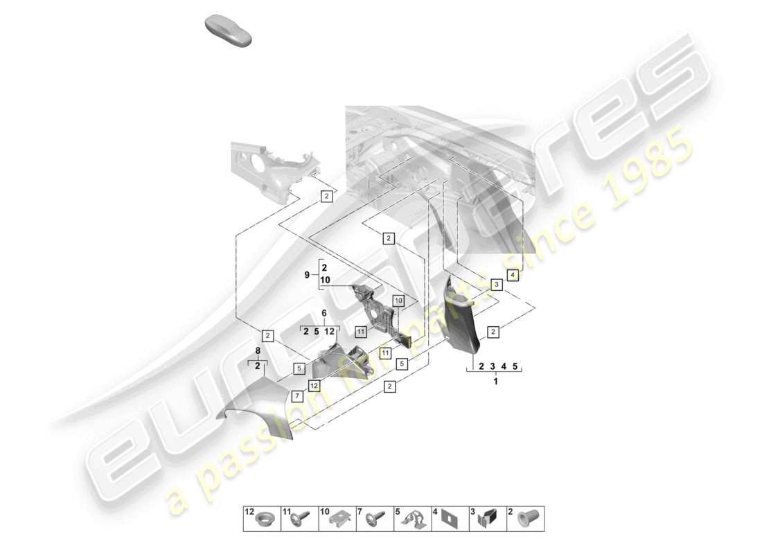 porsche 2021 (panamera 971-2) schema delle parti del rivestimento del montante c
