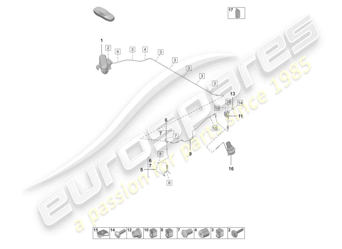 porsche 2022 (992-1 turbo / s) sospensione adattiva linea idraulica diagramma delle parti