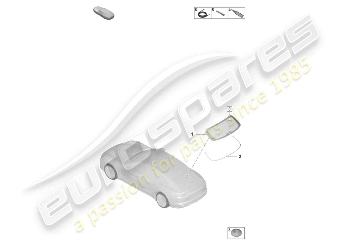 porsche 2024 (panamera 971-2) schema delle parti del lunotto posteriore