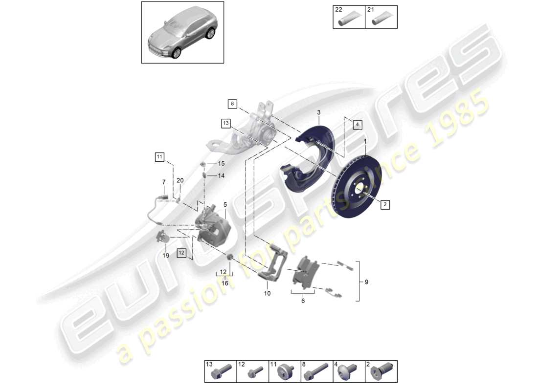 porsche 2021 (macan) freno a disco rosso assale posteriore nero d - mj 2022>> diagramma dei pezzi