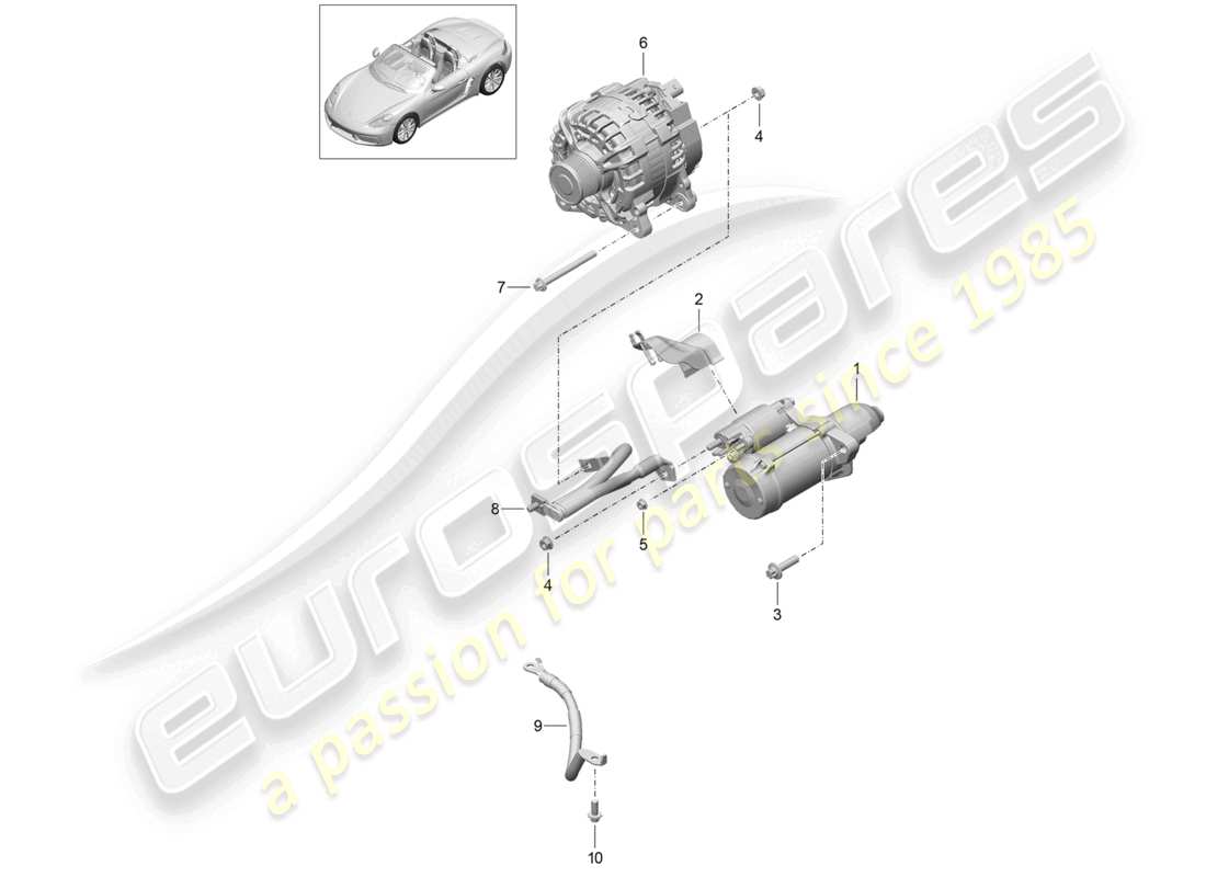 porsche 2024 (718 boxster) schema elettrico della linea di terra dell'alternatore del motorino di avviamento