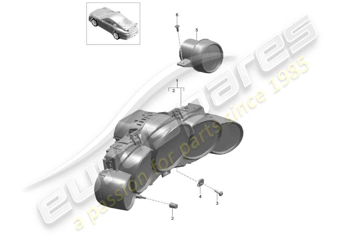 porsche 2021 (991-2 r/gt3/rs) cronometro combinato d - mj 2018>> schema delle parti