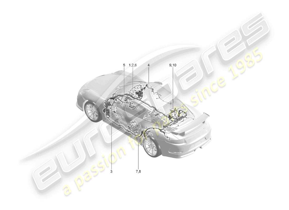 porsche 2021 (991-2 r/gt3/rs) cablaggi airbag per veicoli con cinture di sicurezza schema dei componenti
