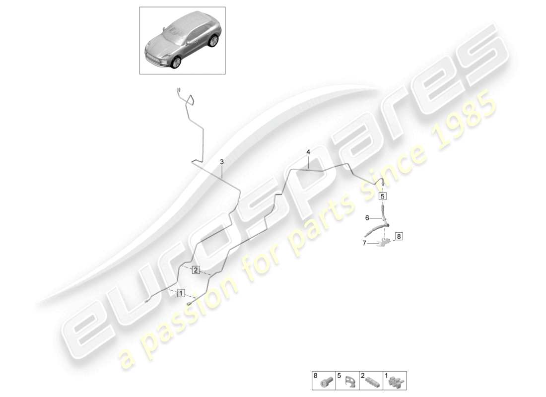 porsche 2021 (macan) centro linea freno sottoscocca posteriore diagramma delle parti