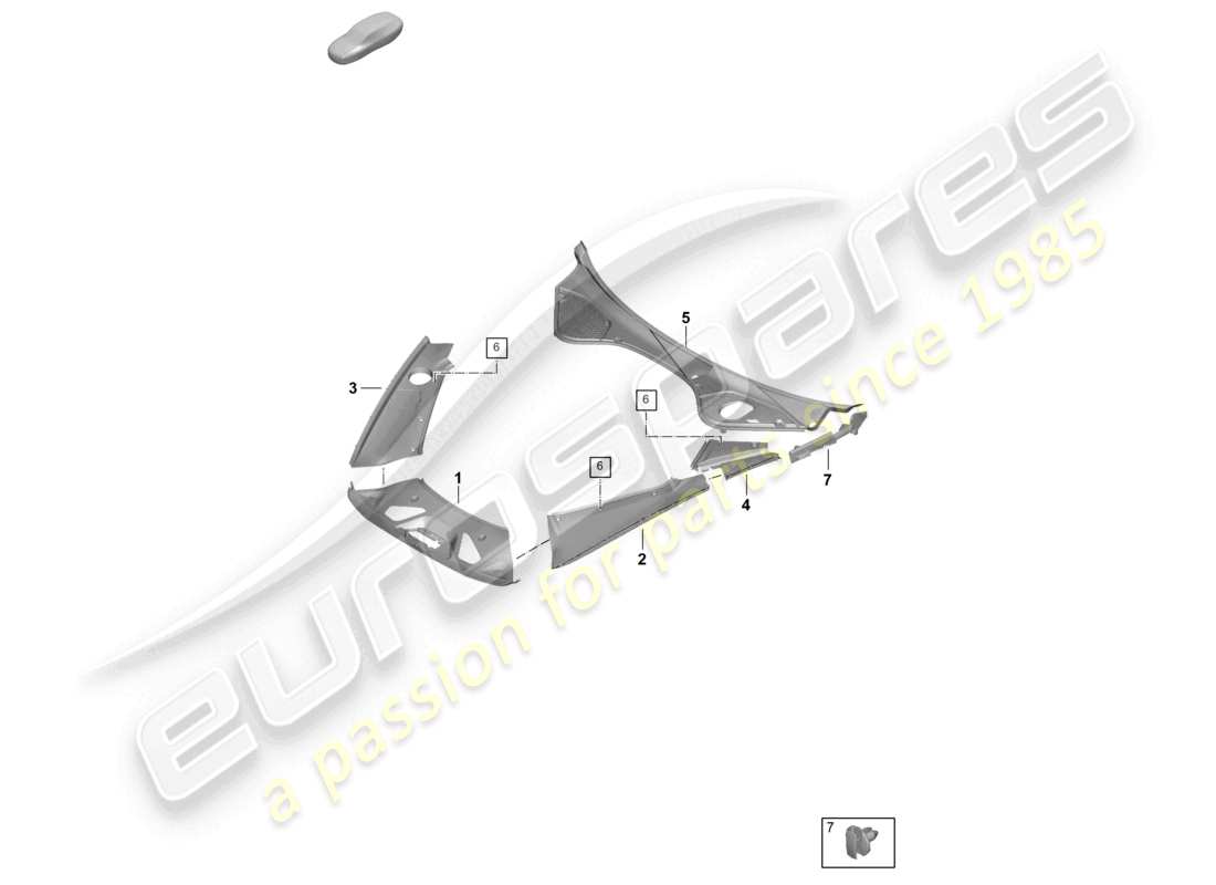 porsche 2025 (panamera 976) pannello di copertura vano motore parte anteriore diagramma delle parti