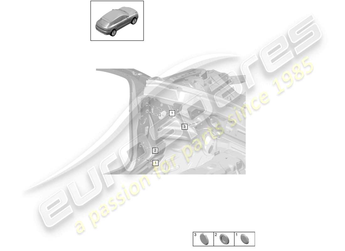 porsche 2021 (macan) bungs firewall interno diagramma delle parti