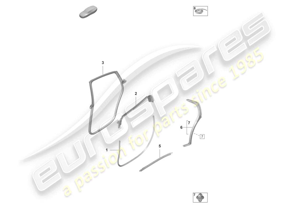 porsche 2020 (taycan 9j1-1) porte posteriori accessori guarnizioni diagramma delle parti